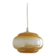 French vintage amber & white pearlized glass hanging ceiling light 4479