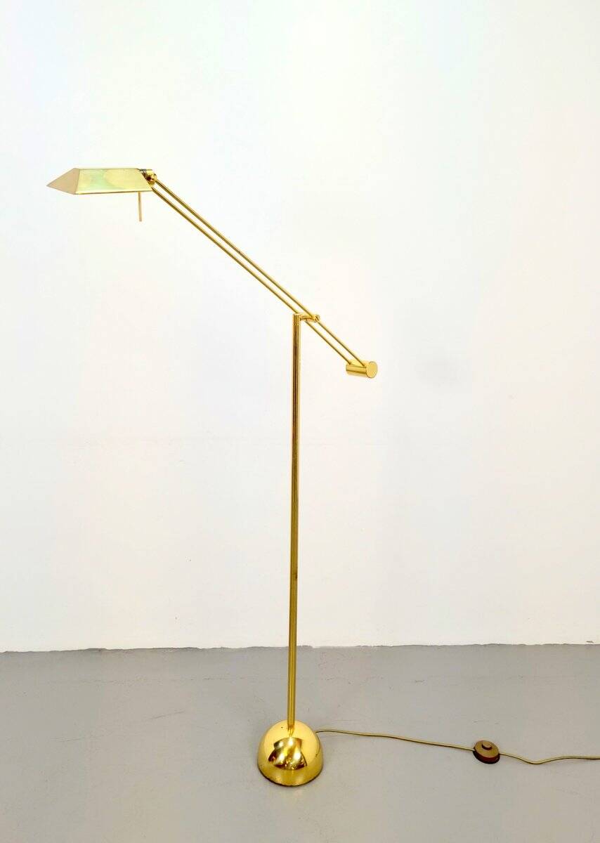 Brass Balance Reading Floor Lamp from Sölken Leuchten, 1980s