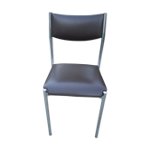 Vintage chrome metal chair and faux black leather