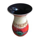 Ceramic vase with flowing glaze in shimmering colors. Numbered 1407/25