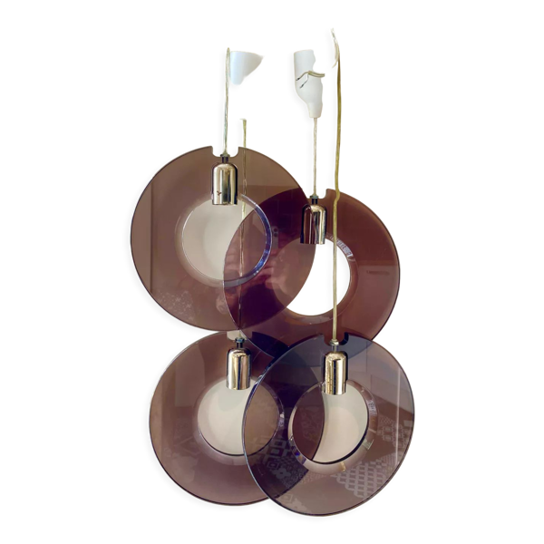 Ensemble de suspensions cercles Plexiglas habitat 1990