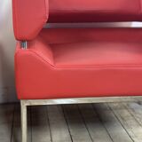 Vintage 1970s round metal and smoked glass table