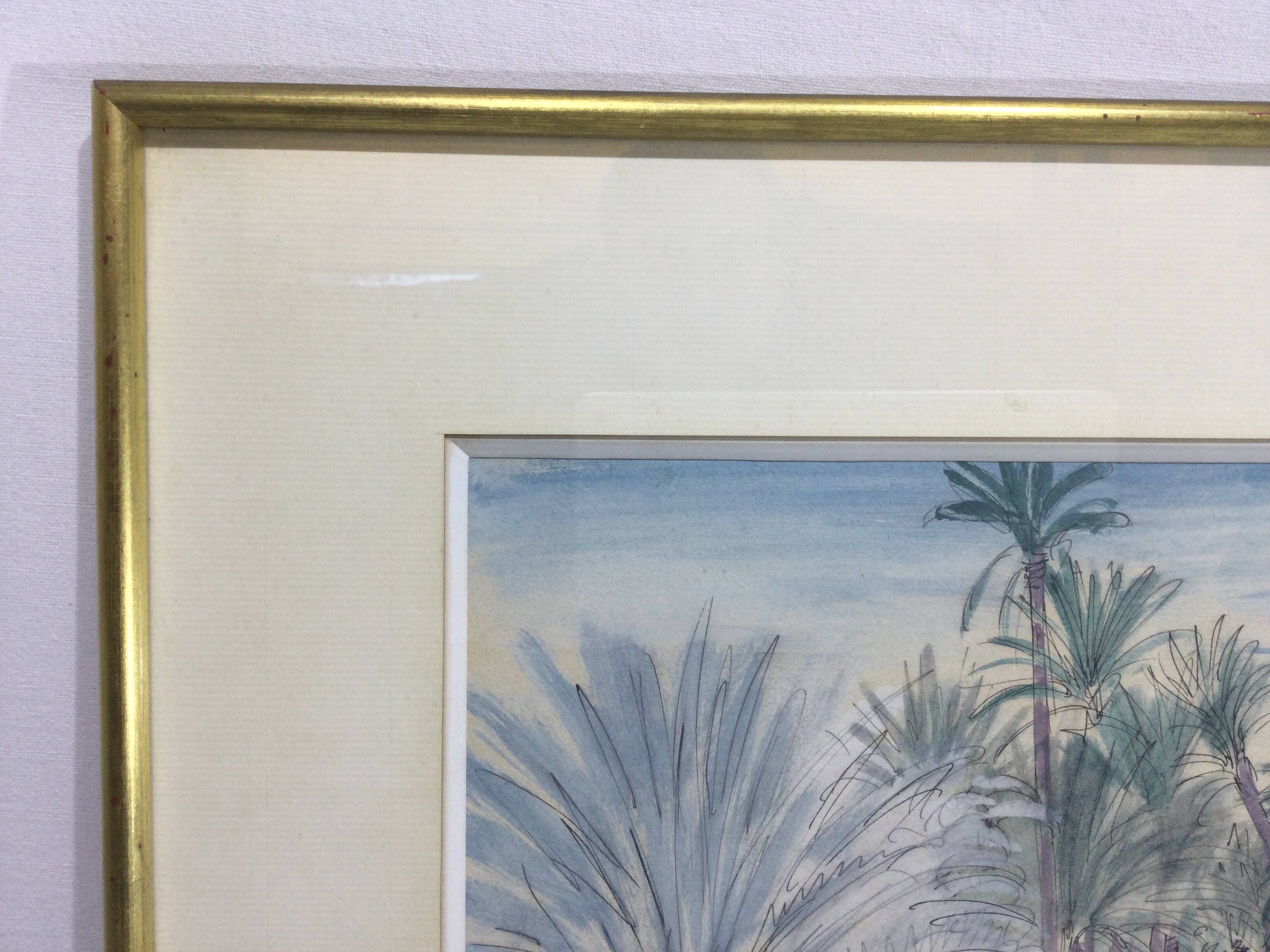 Henri Verge Sarrat – Drawing on watercolor “Oasis”