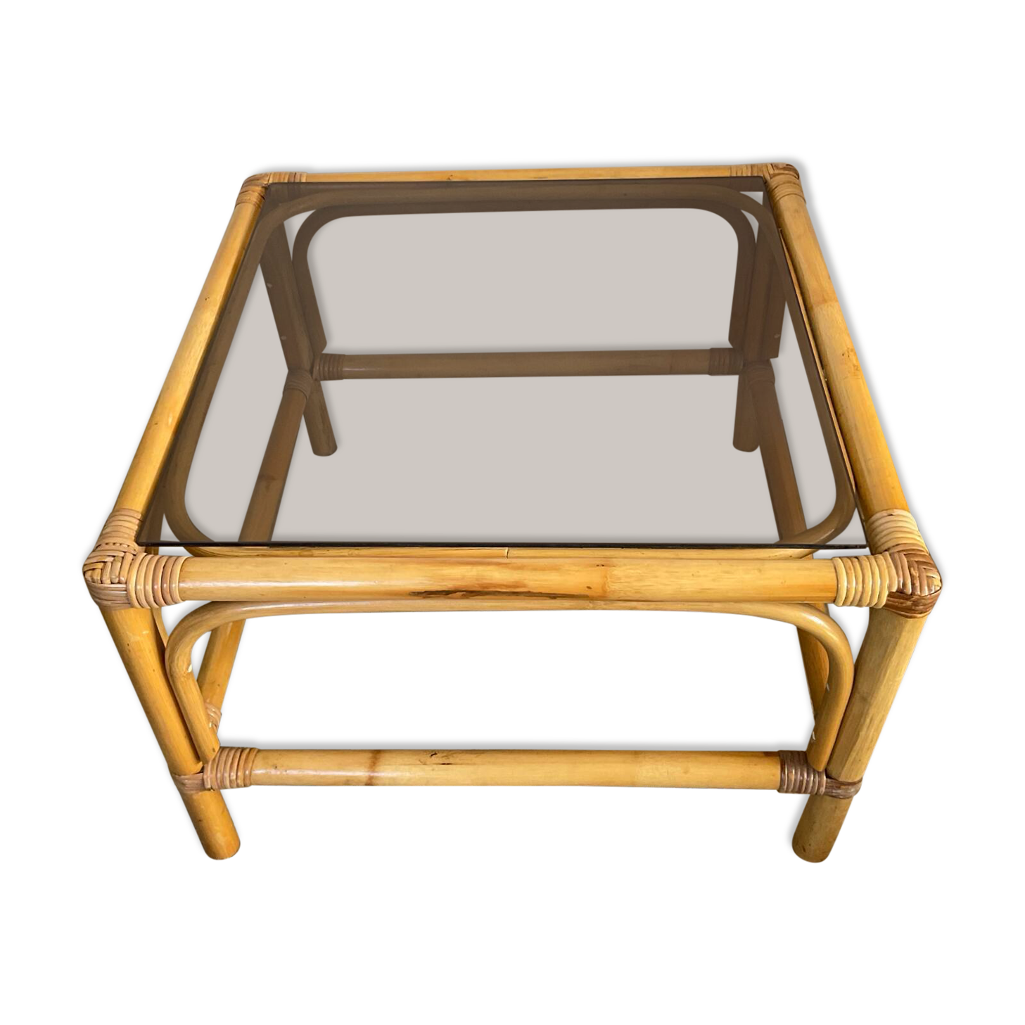 Tabb bo the vintage rattan and smoked glass bass