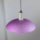 Vintage metal ceiling suspension – postmodern Memphis style from the 1980s, purple, green, silver, striped cable, Pop Art interior, retro light fixture.