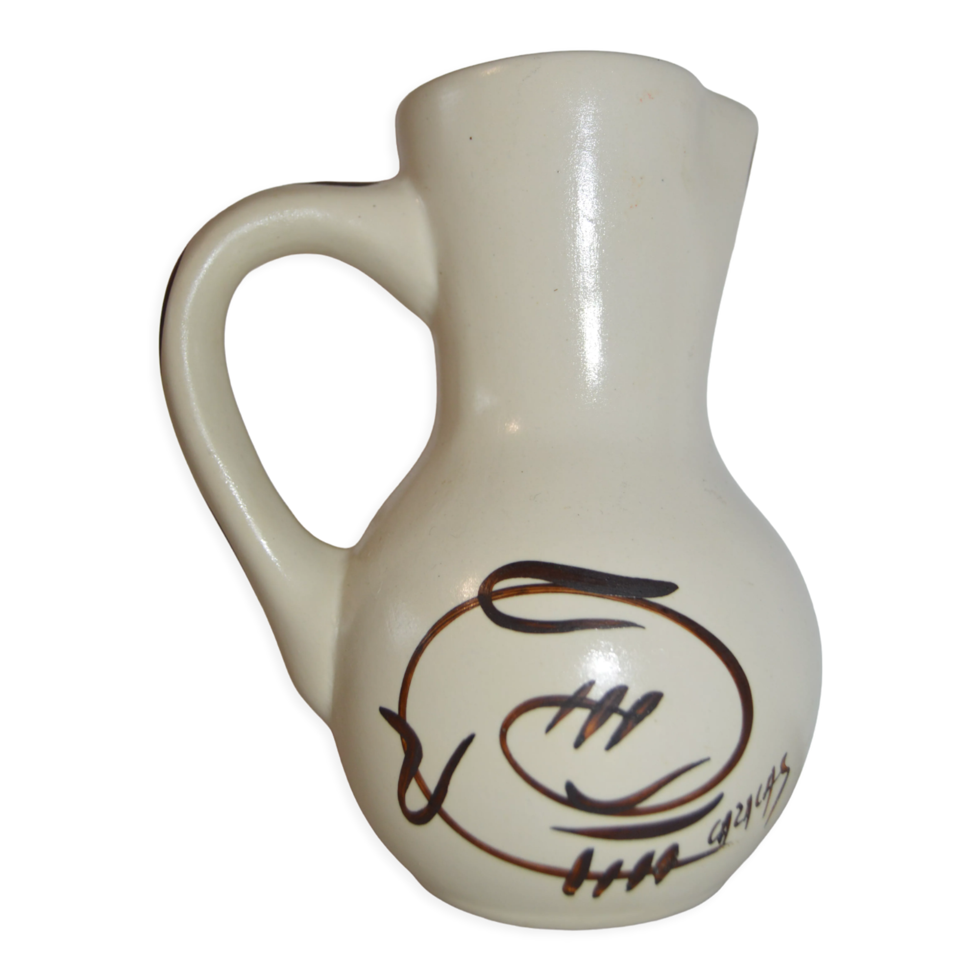 Ceramic pitcher signed Cazalas