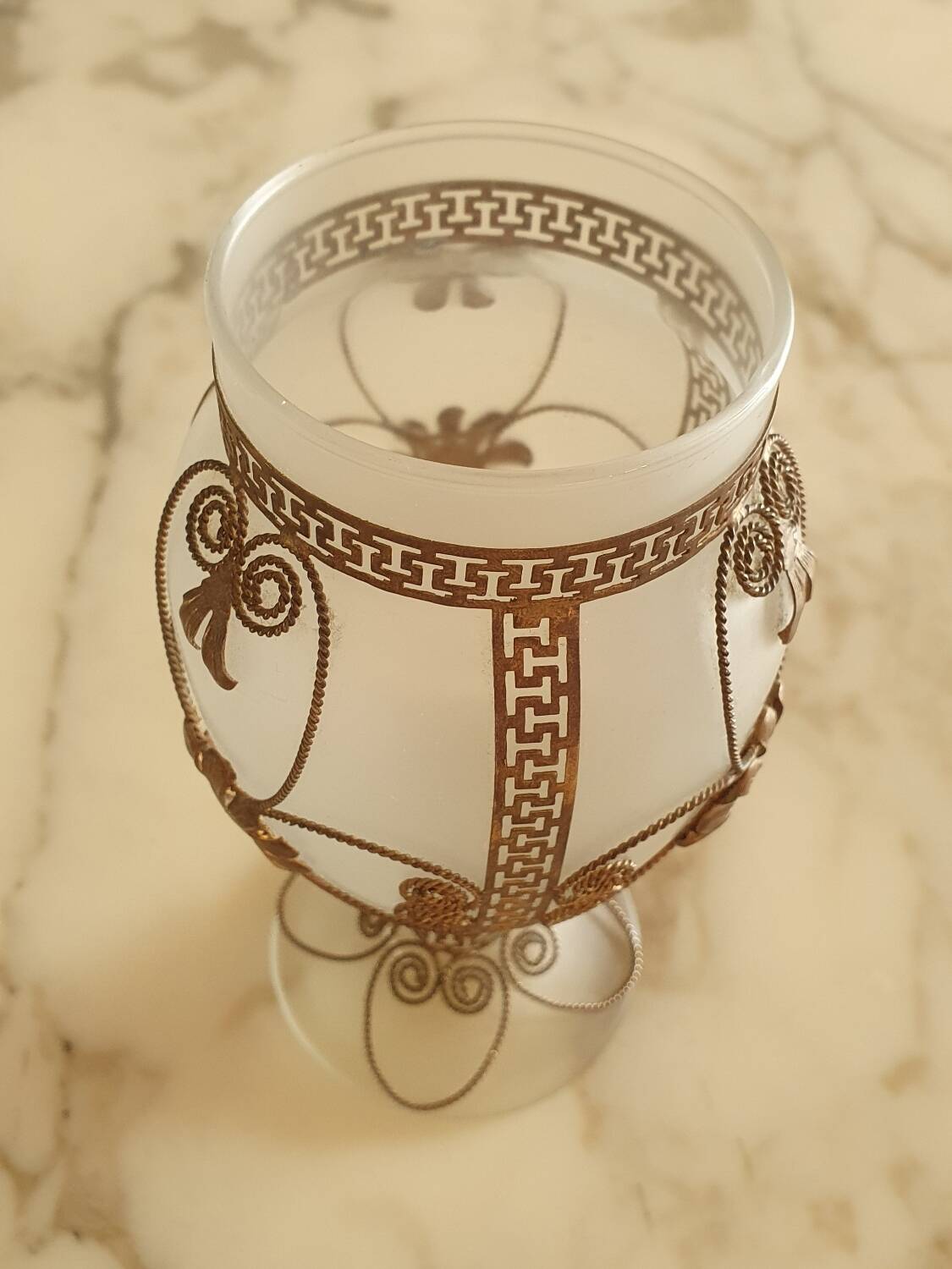 Glass and brass vase