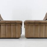 1970s Pair of Exclusive De sede Buffalo Leather Armchairs, Switzerland