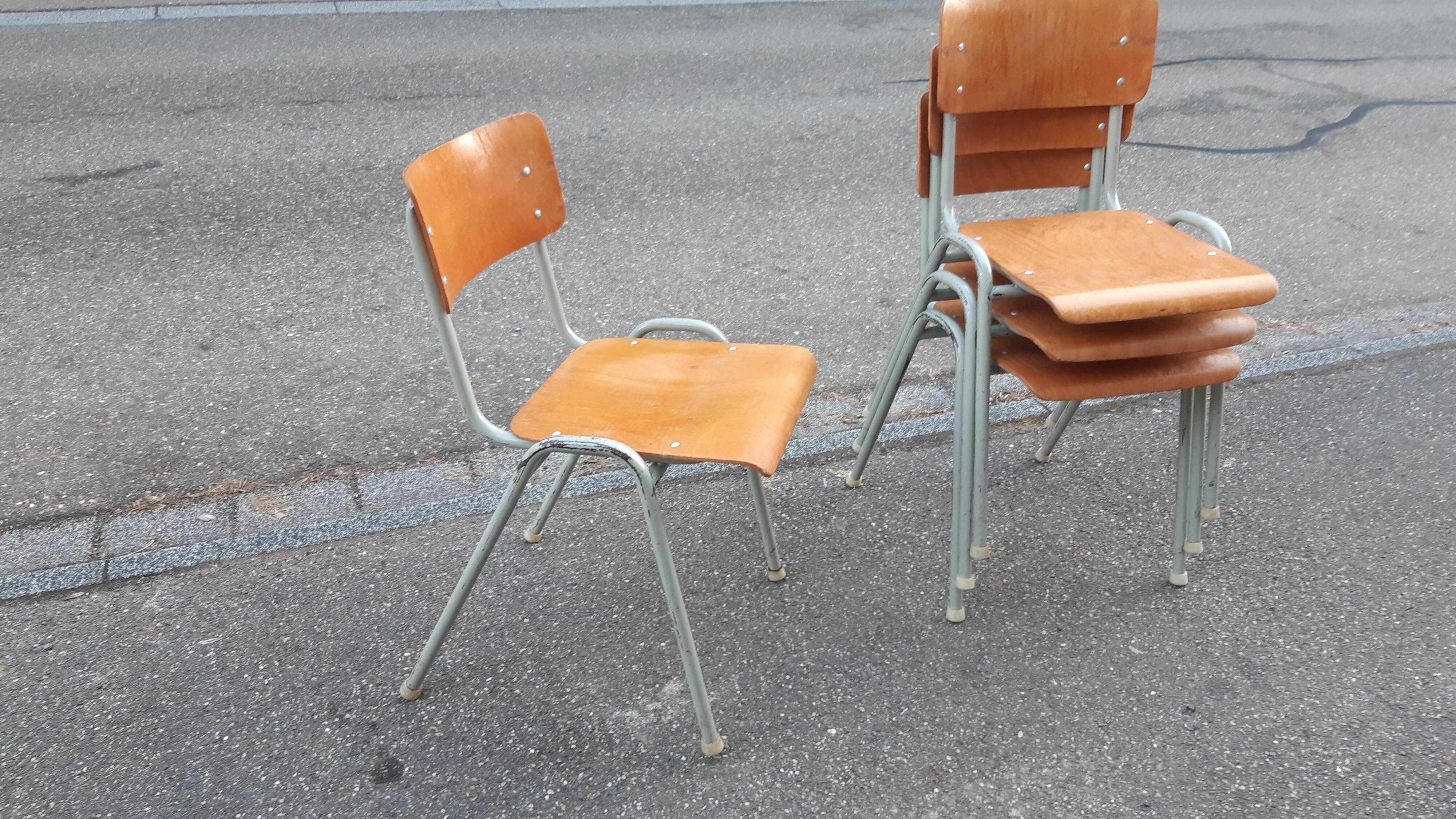 Set of 12 vintage industrial chairs