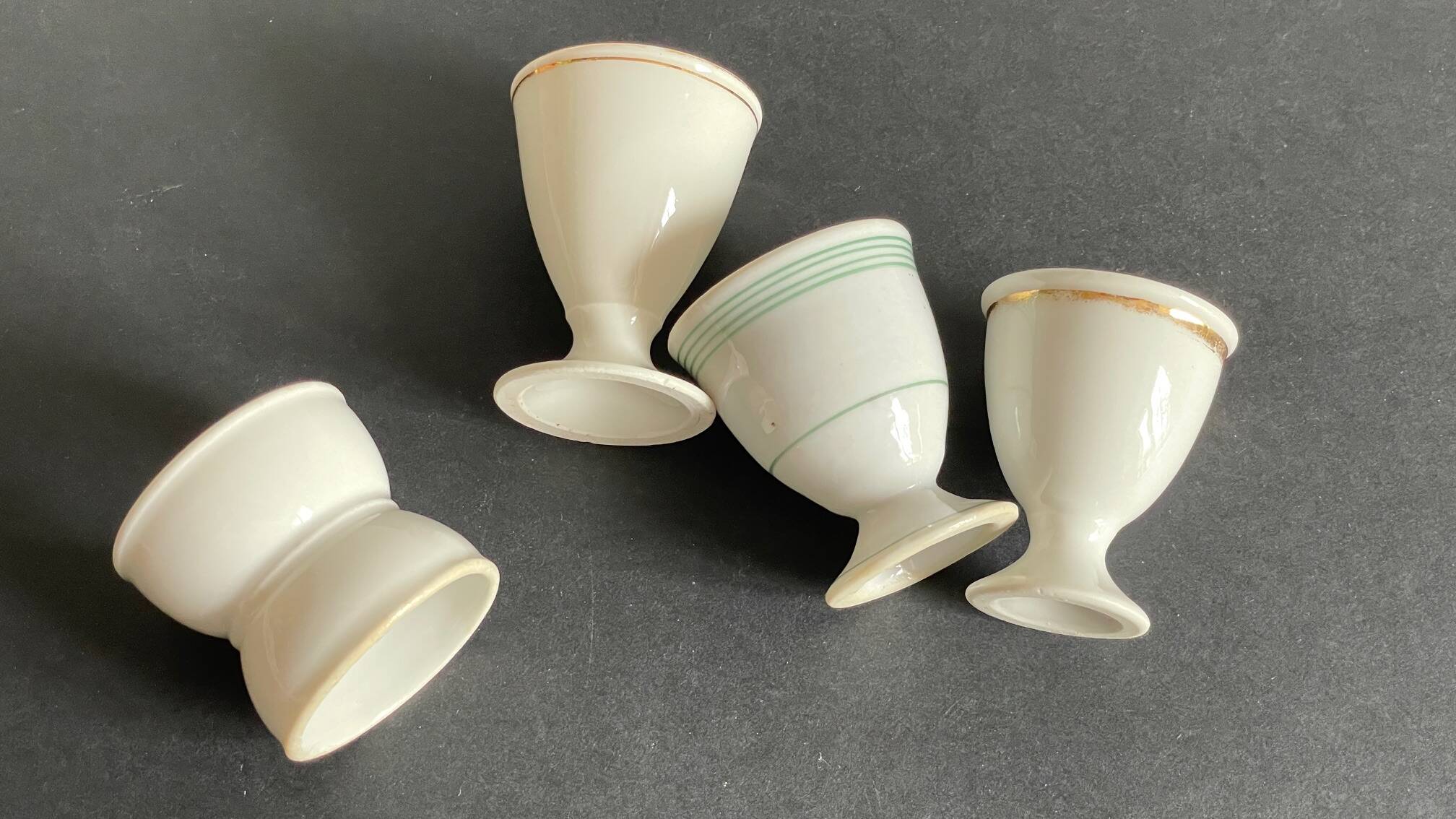 4 antique ceramic egg cups