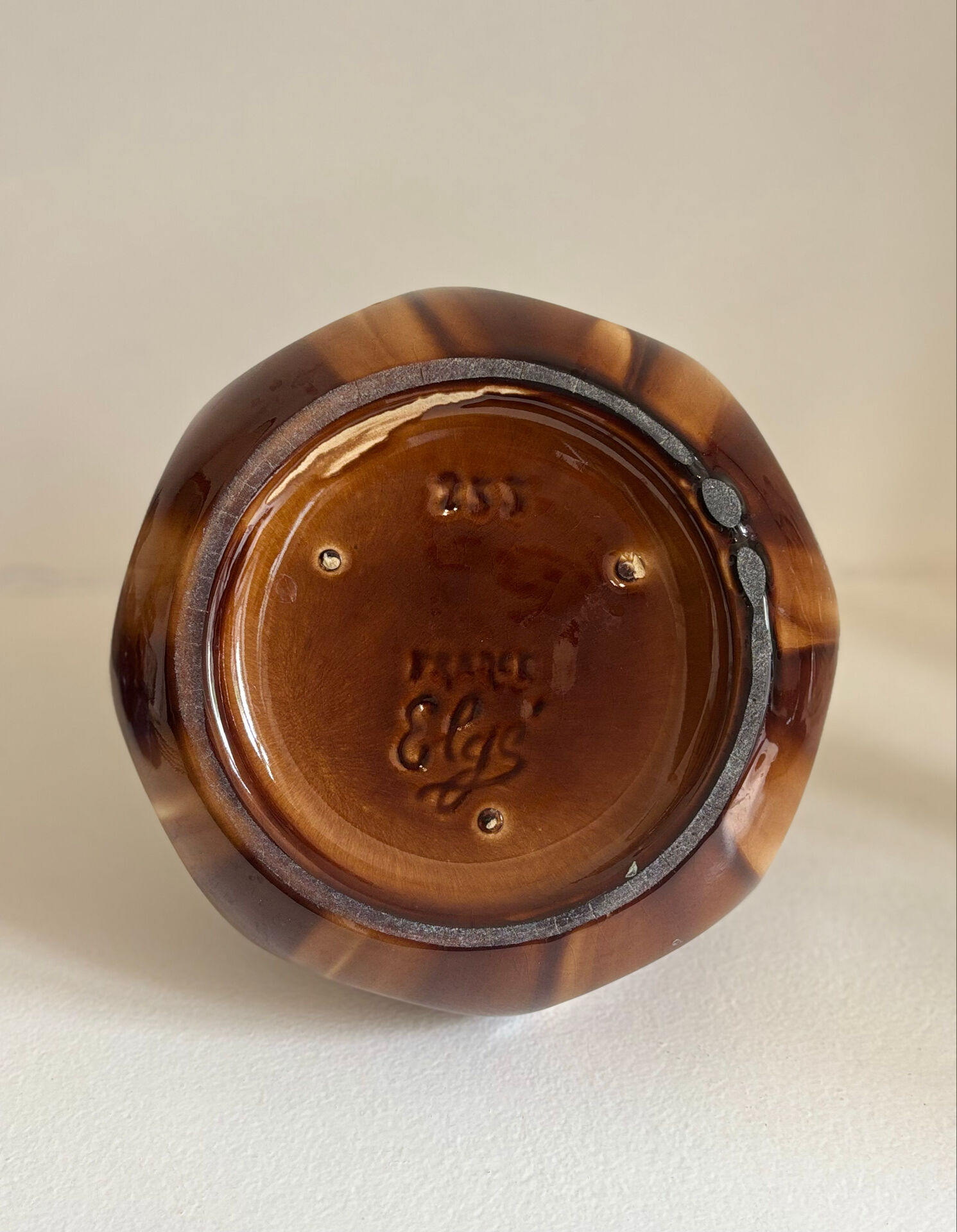 Glazed ceramic vase Art Deco signed Elgé