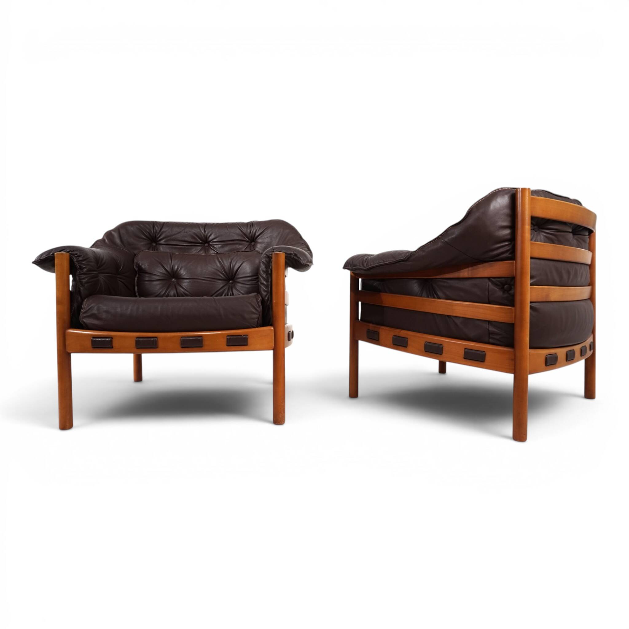 Pair of Coja Leather Lounge Chairs by Sven Ellekaer, 1960