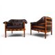Pair of Coja Leather Lounge Chairs by Sven Ellekaer, 1960