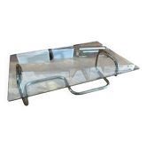 1970s design coffee table in rectangular glass with chrome legs