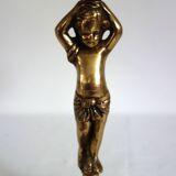 Pair of cherub candle holders in gilded bronze, early 20th century.