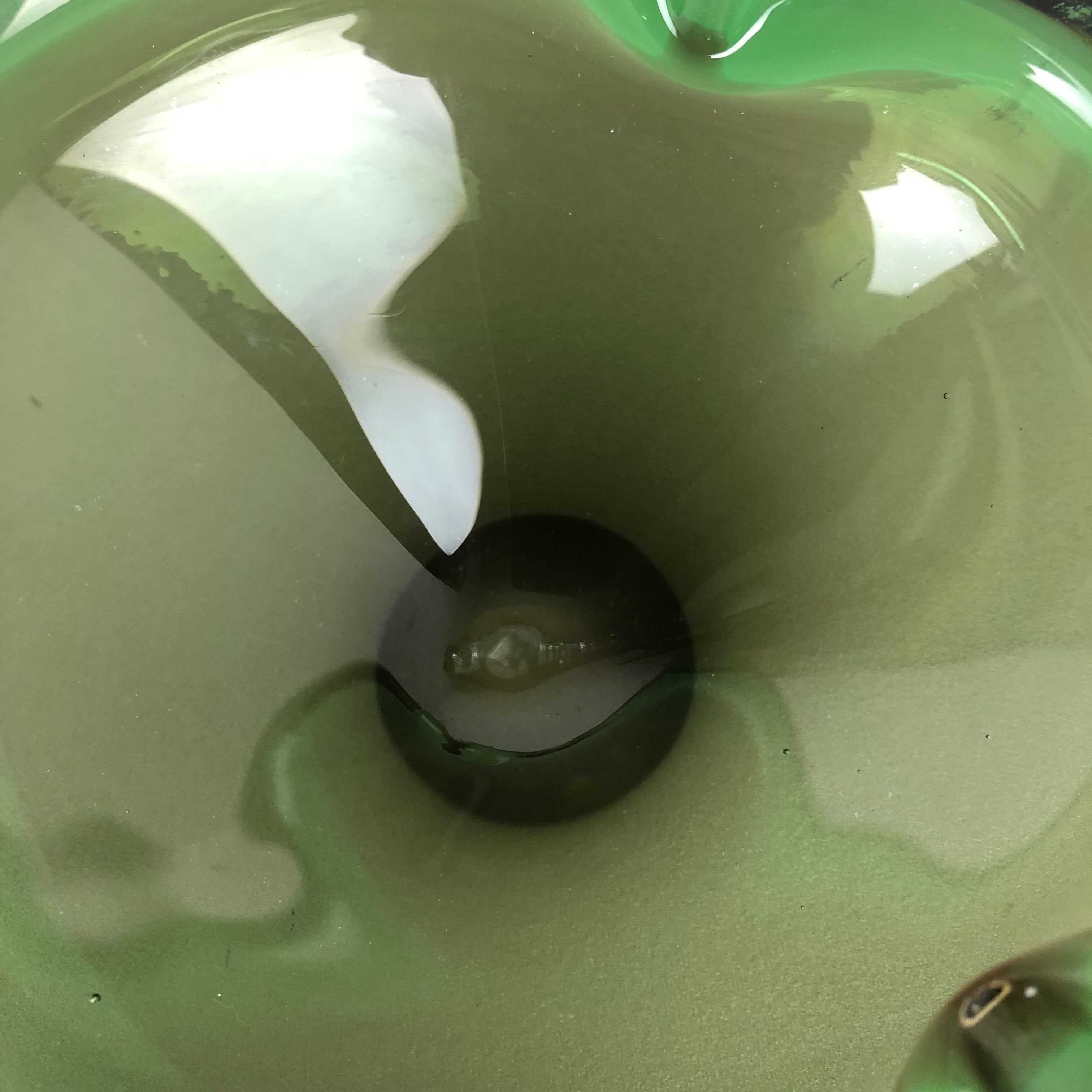 Heavy Murano Glass "Green" Bowl Element Shell Ashtray Murano, Italy, 1970s