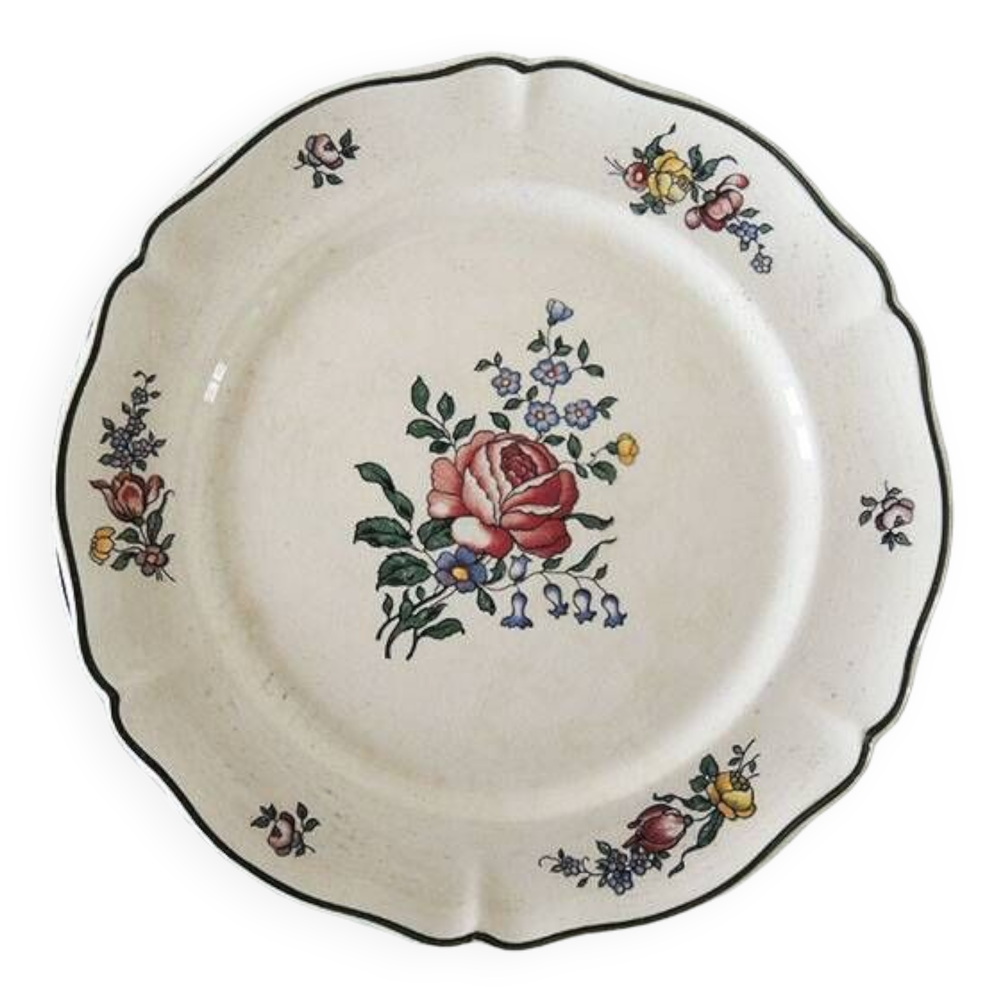 3 Old Villeroy & Boch Earthenware Dessert Plates - 1562 - Peony