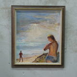 Modernist oil on panel, signed, framed, 1970