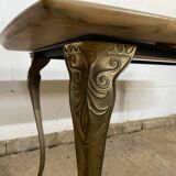 Vintage 1950s marble coffee table with brass base