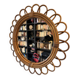 Vintage rattan sun mirror – large model 50 cm