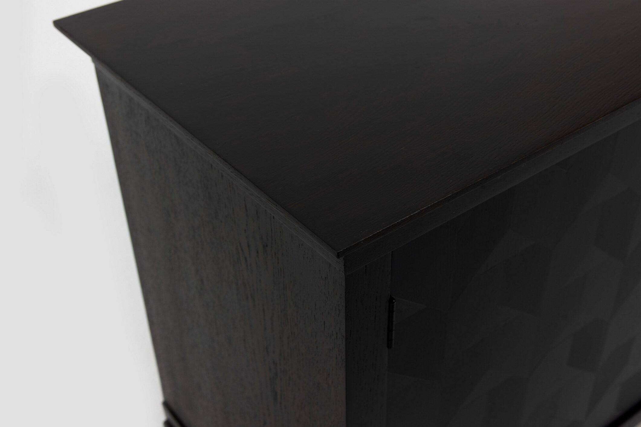 Brutalist Oak Craftsmanship Sideboard, 1960s/70s, Germany, Brass Accents