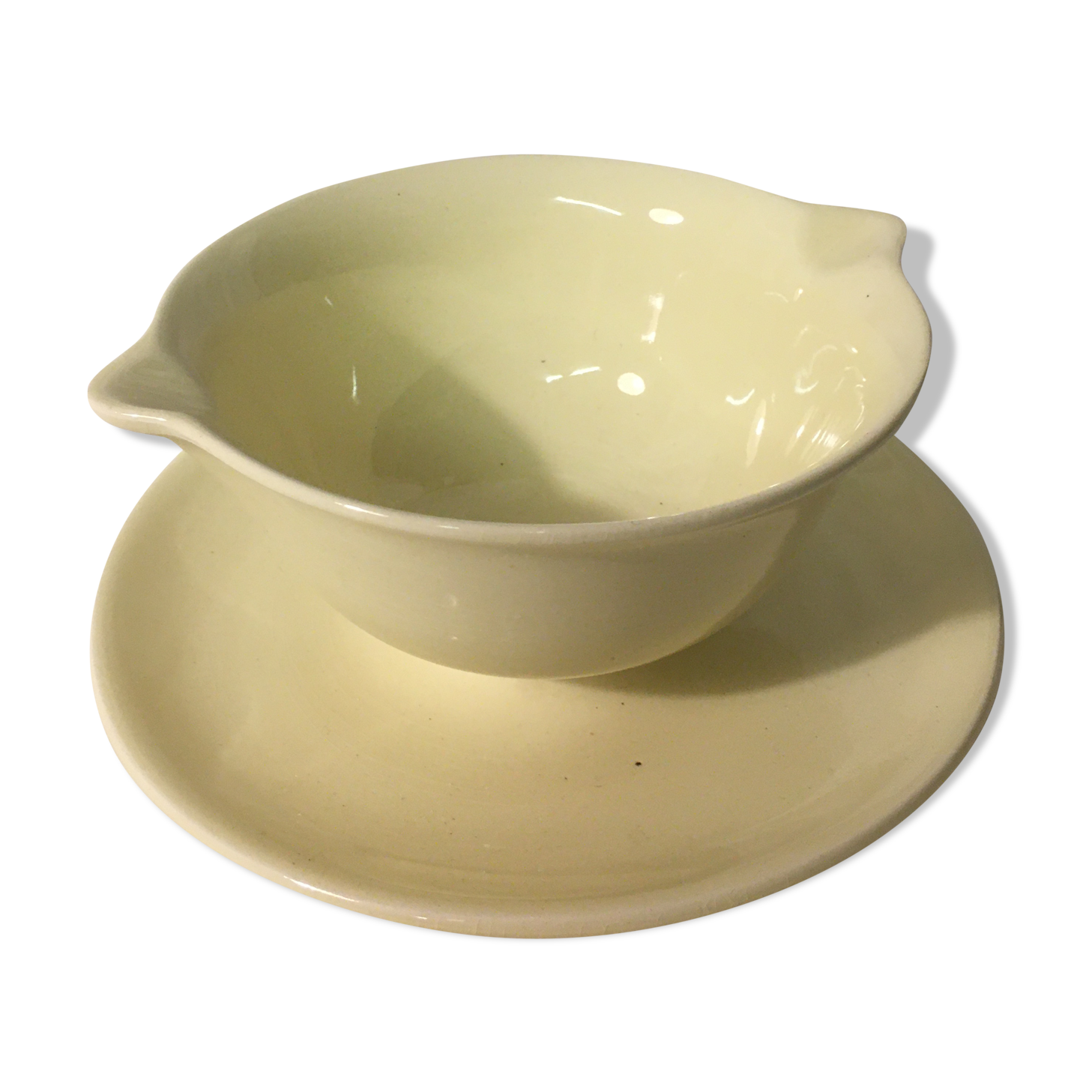 Saucience in earthenware of yellow salins retro chick