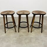 3 brutalist bar stools in Scandinavian style from the 60s