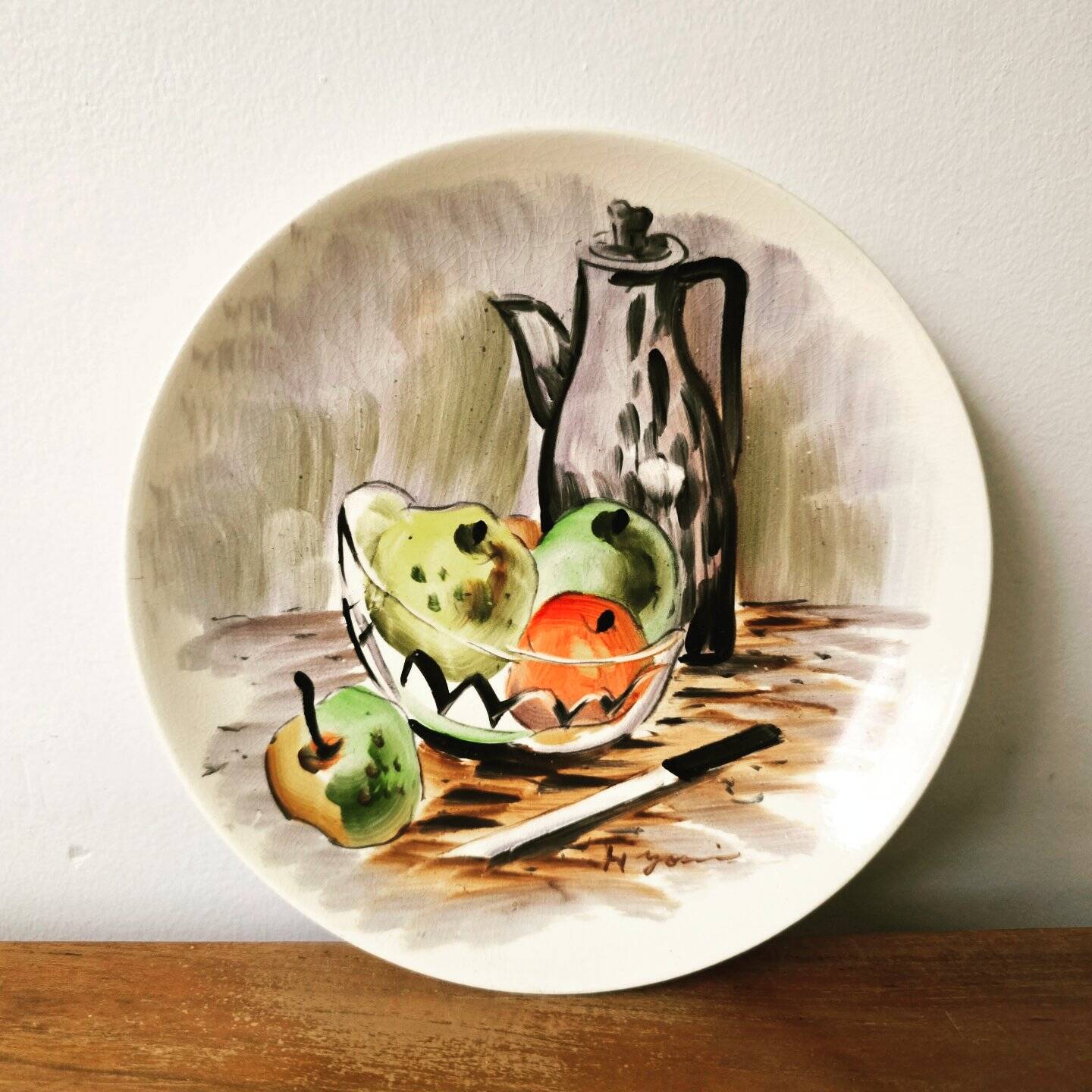 3 vintage hand-painted plates