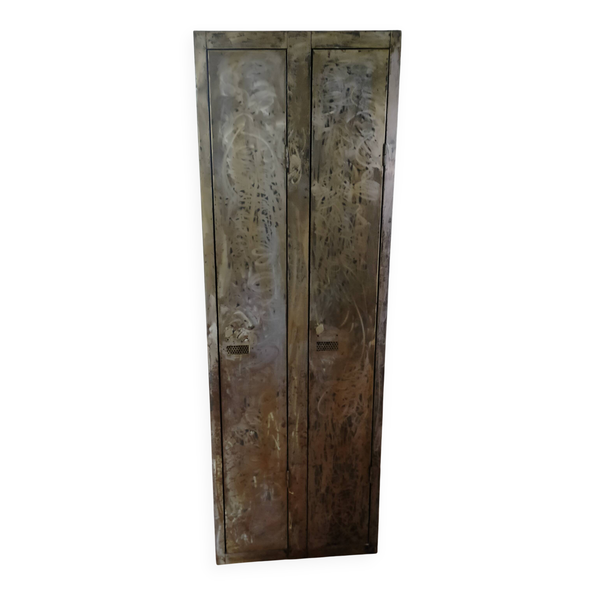 Vintage industrial metal locker – 2 doors – 180x60x50 cm