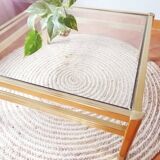 Square metal and glass coffee table