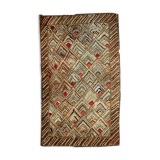 Old american carpet hooked handmade 61cm x 91cm 1900s
