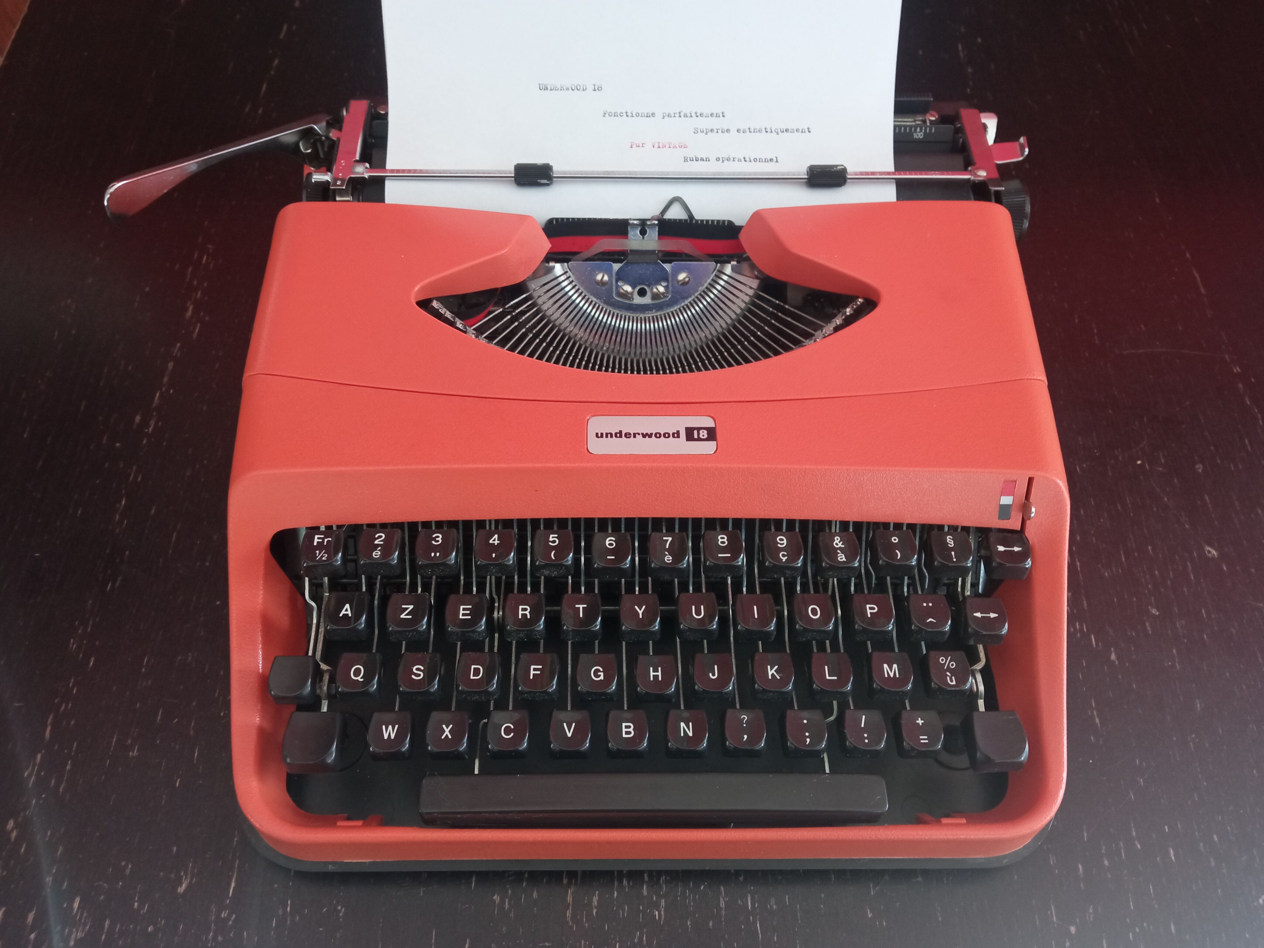 Underwood 18 Salmon Orange Typewriter