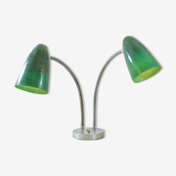 American double lamp, 1950s fiber conical double shade gooseneck, Prescoli