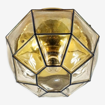Mid-Century Minimalist Iron & Glass Flush Mount/Ceiling Lamp from Limburg, Germany, 1960s