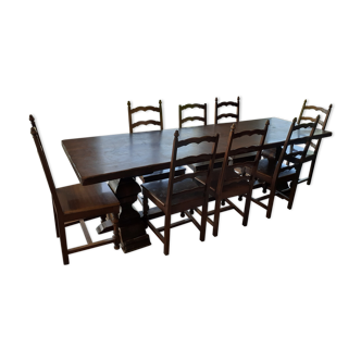 Monastery table and 8 chairs