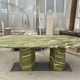 Green marble Oval Dining table