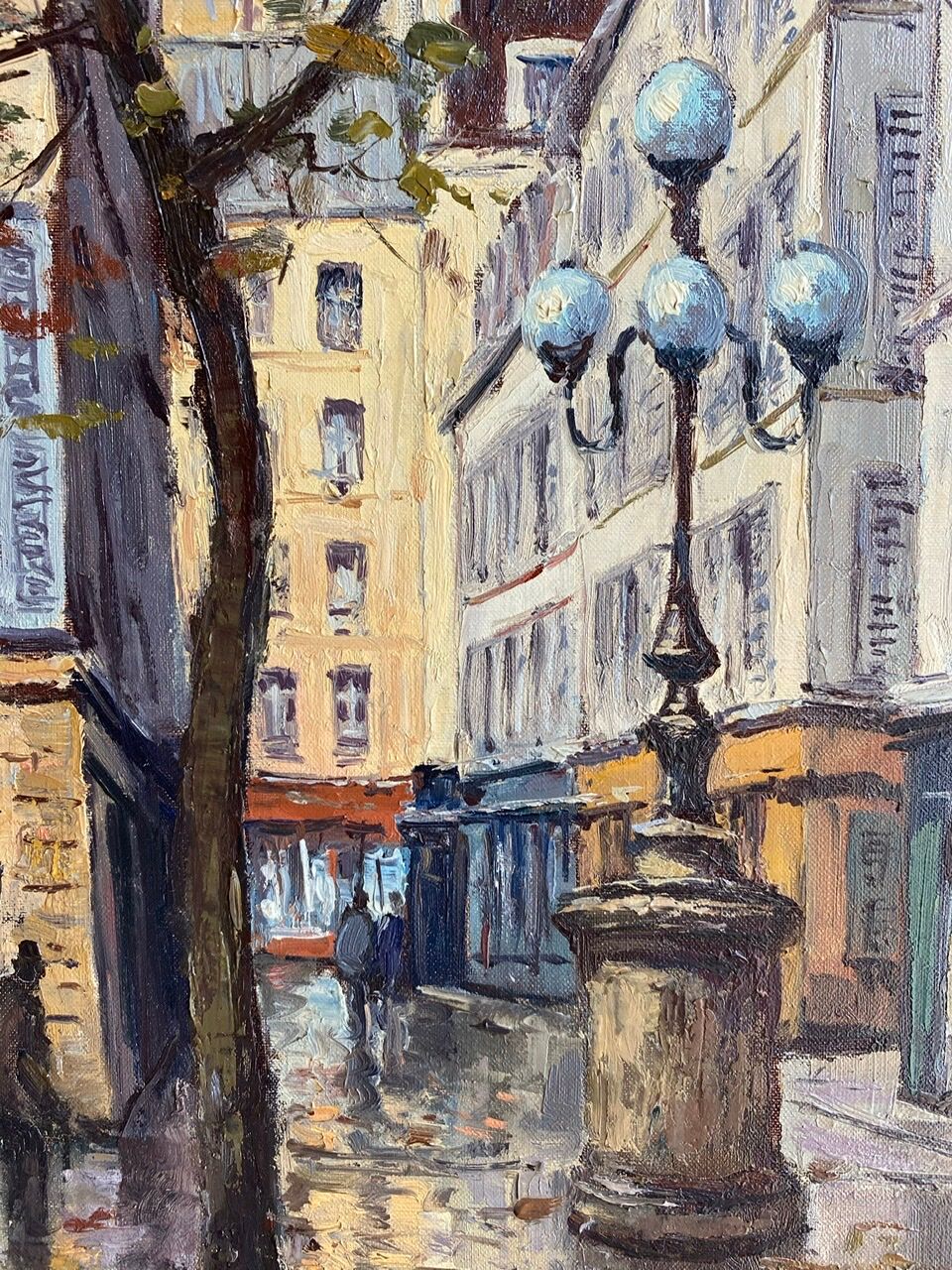 Ancient painting, Furstenberg Square, Paris, signed Saulin, 20th century