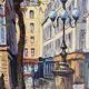 Ancient painting, Furstenberg Square, Paris, signed Saulin, 20th century