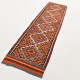 Colorful Multicolor Tribal Kilim Runner Rug, 82x295Cm