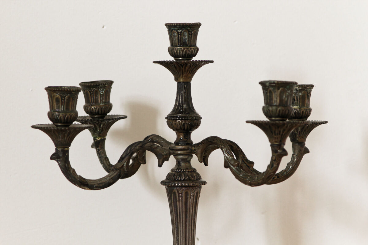 5-burner candlestick in silver bronze