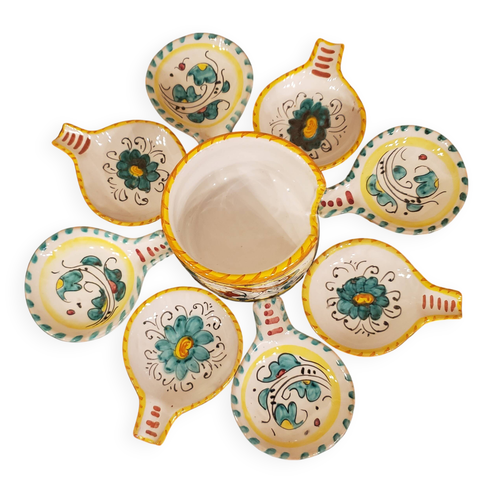 Signed ceramic ashtray set with holder