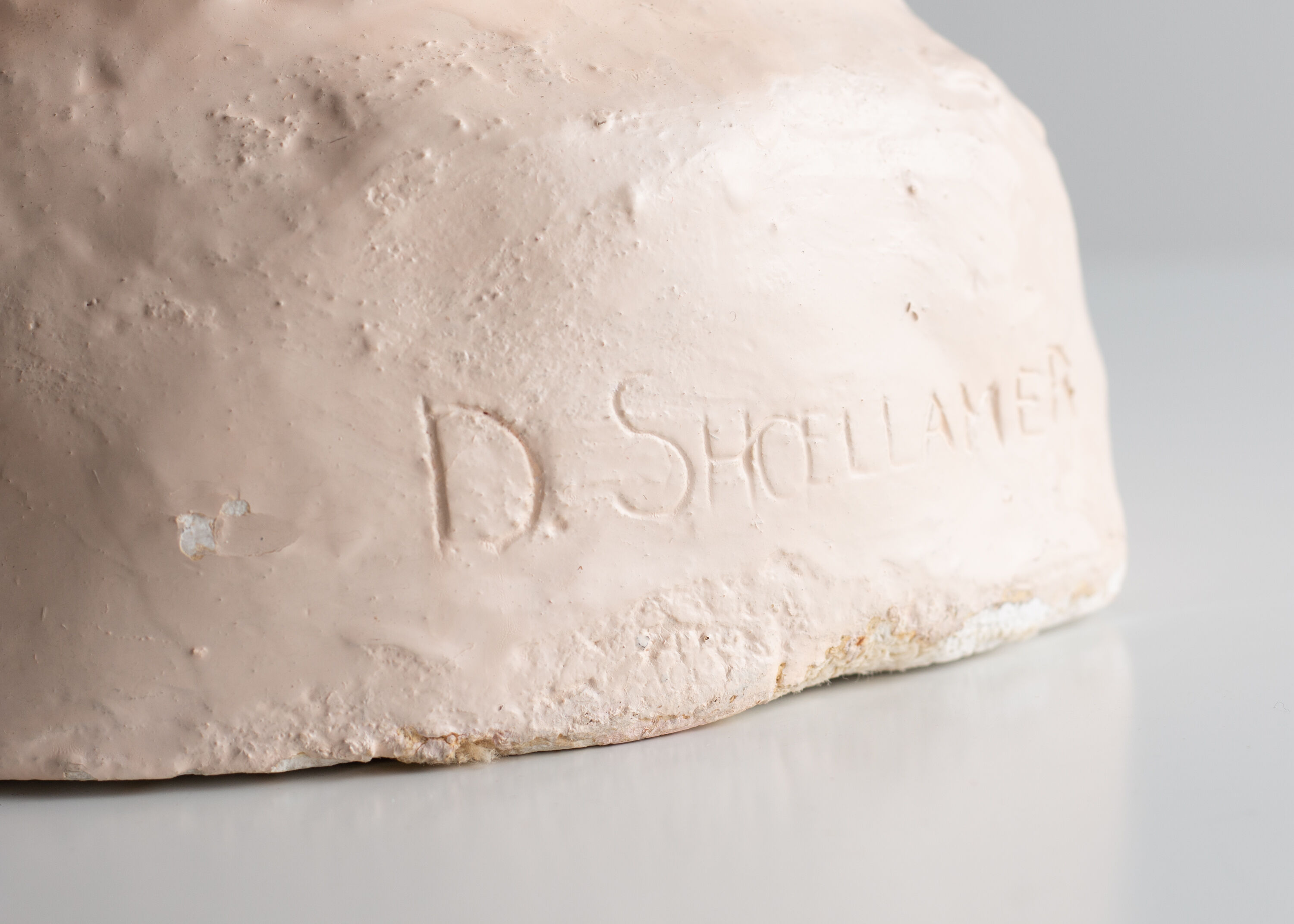 Painted plaster bust - Greek head of Sophocles? signed D. Shœllamer