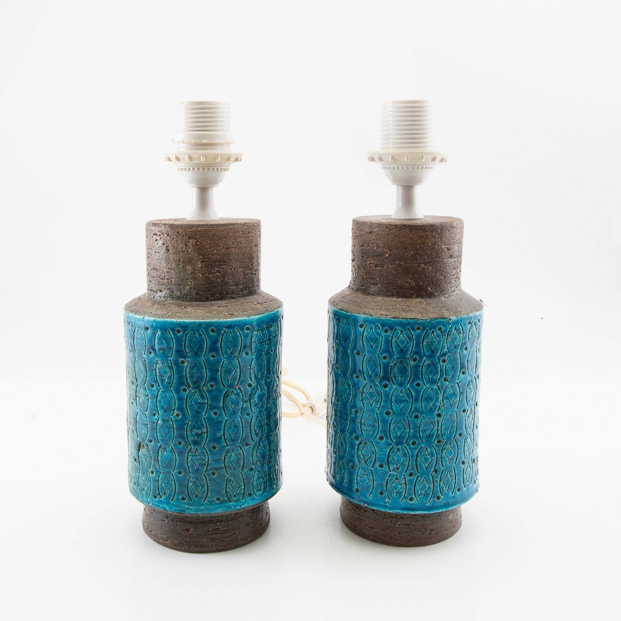 Aldo Londi Pair of ceramic lamps for Bitossi, Italy, 1960