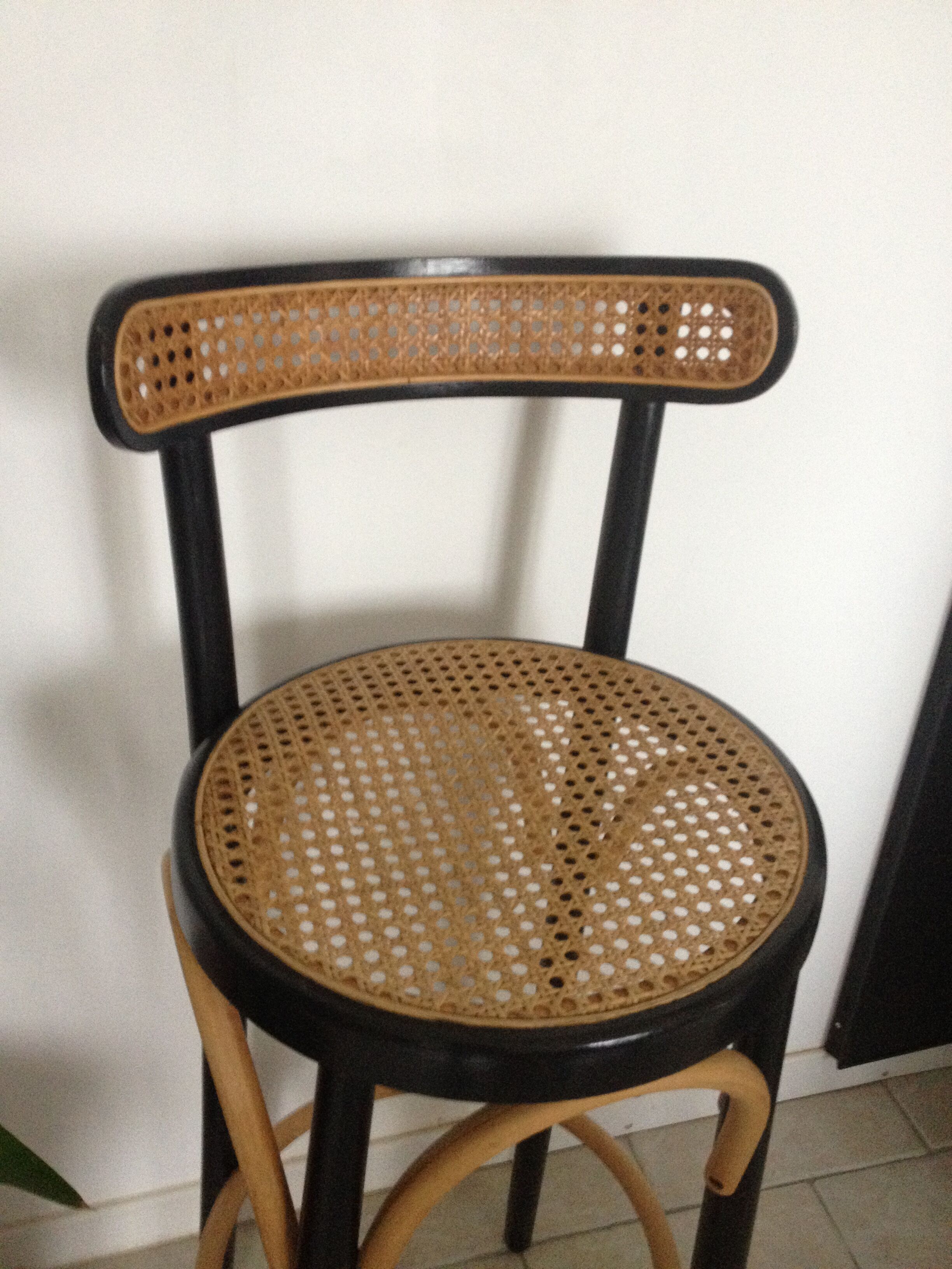 Wooden and canning bar stool