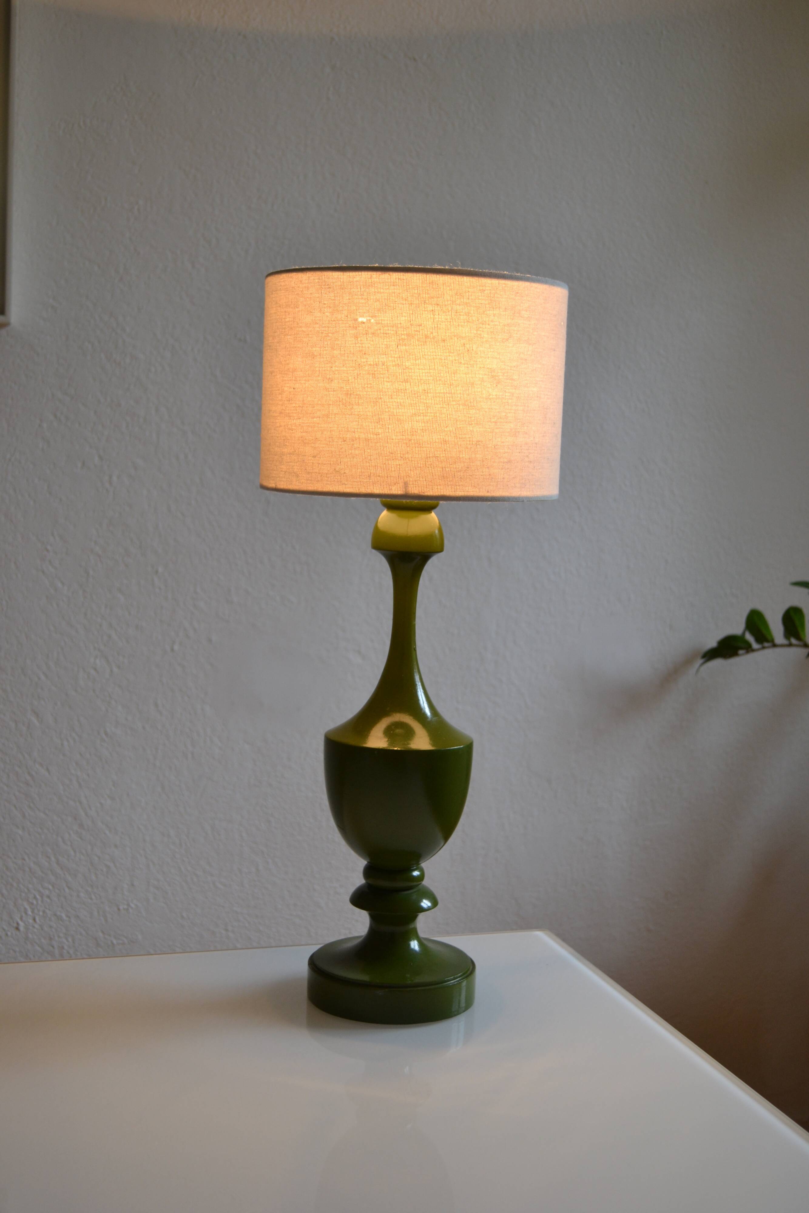 Vintage olive green lamp base circa 1970
