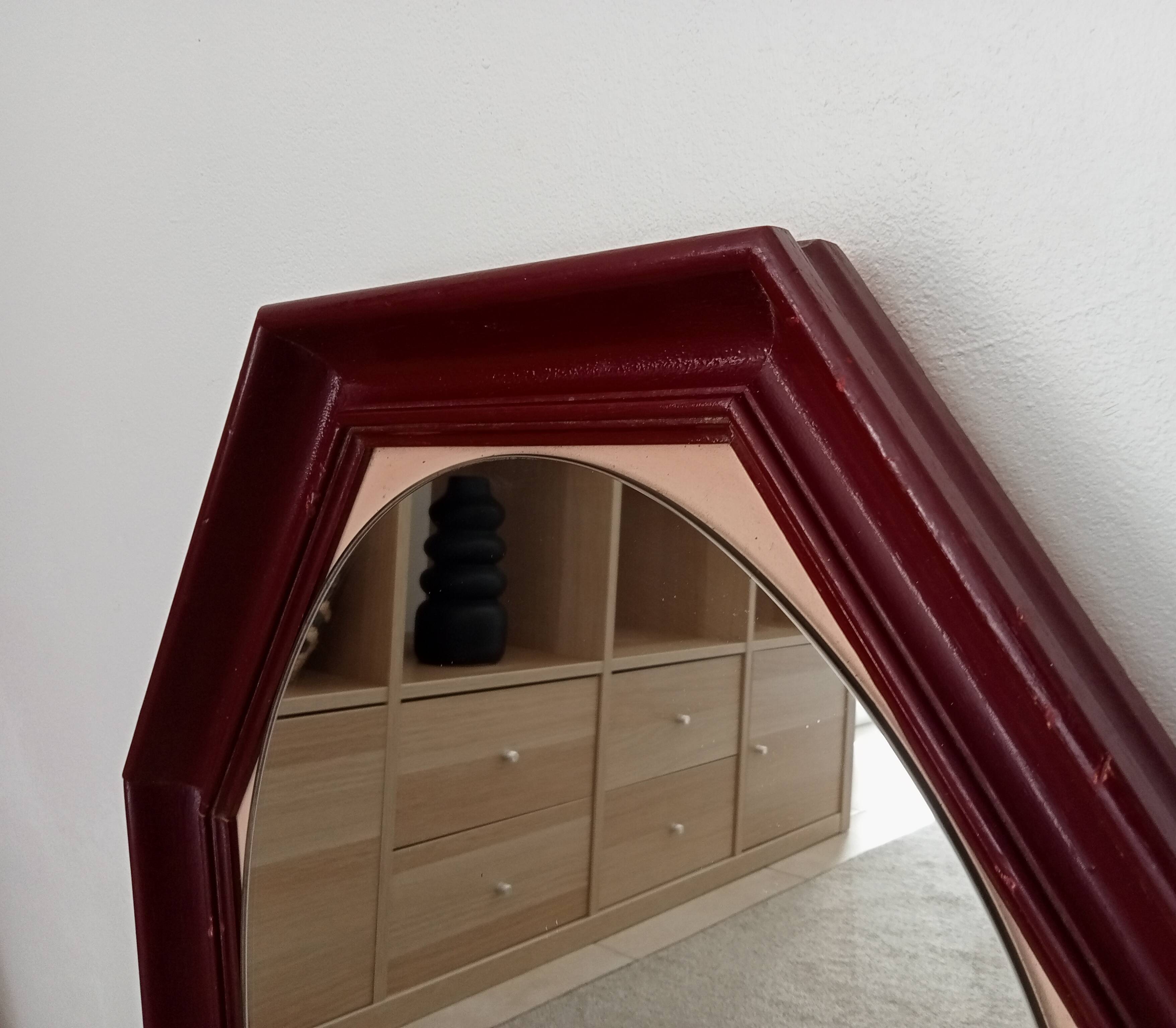Miroir octogonale art déco en bois massif