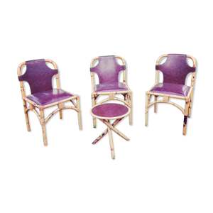 Lot de 3 chaises et leur guéridon