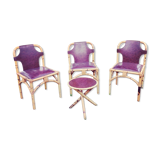 Bamboo coffee table and 3 chairs
