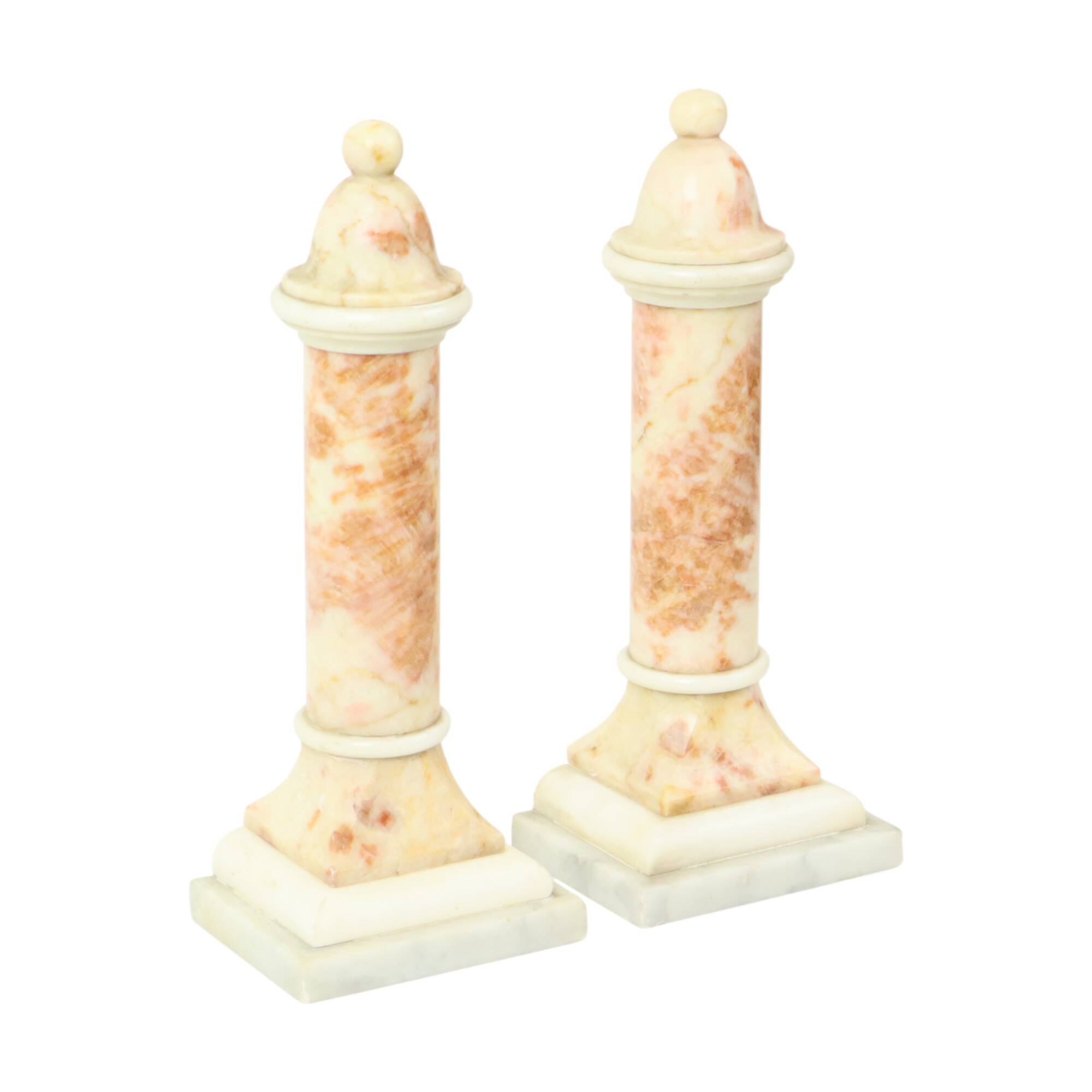 Set of 2 Decorative Marble Pillars Columns Classic 35cm
