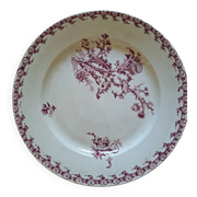 Plat faïencerie girns chardon in red